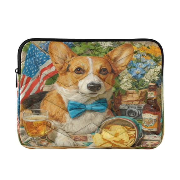 Laptop Bag Briefcases Computer Inner Bags Computer Bags Laptop Sleeves Work Travel School Bag13inch Elegant Corgi and Afternoon Tea