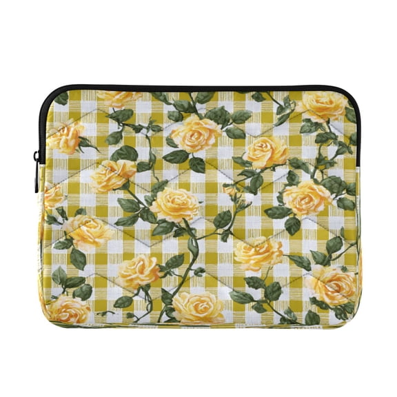 Laptop Bag Briefcases Computer Inner Bags Computer Bags Laptop Sleeves Work Travel School Bag13inch Gingham Pattern Yellow Roses