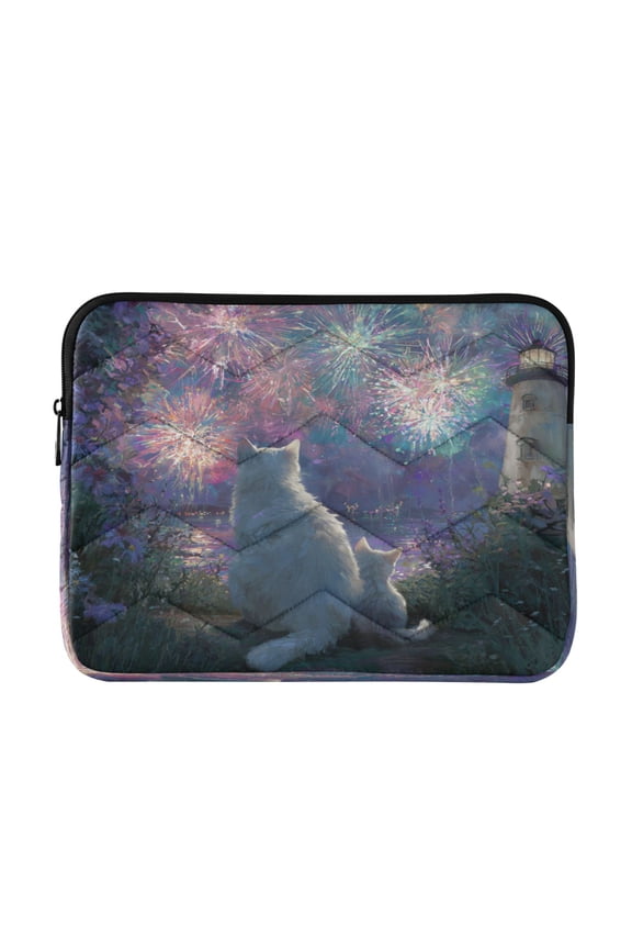 Laptop Bag Briefcases Computer Inner Bags Computer Bags Laptop Sleeves Work Travel School Bag16inch Cats Watching Fireworks