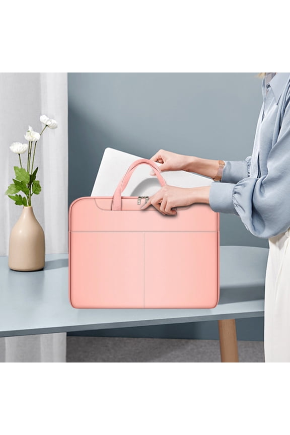 Laptop Bag, Business Briefcase, Multi-layer Tablet Storage, Polyester, Pink, 16.93x12.60x1.18 Inches,Vsgery