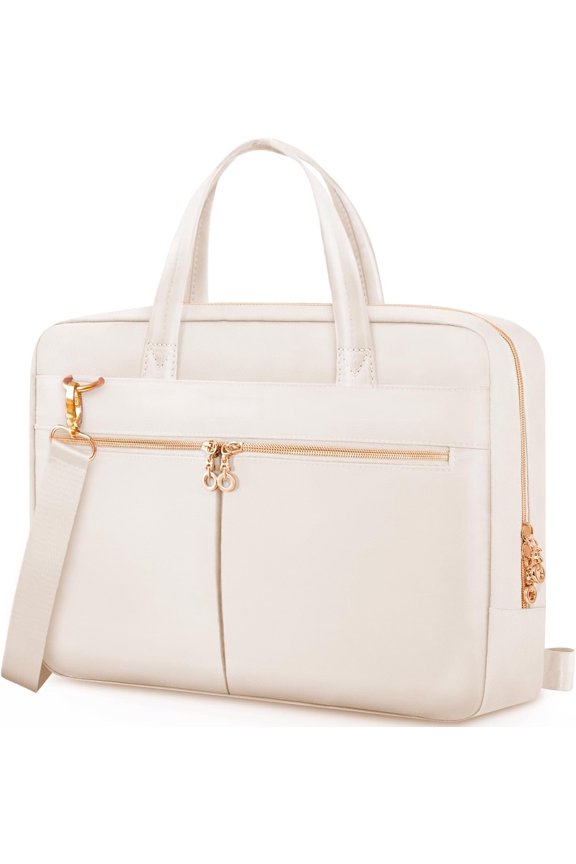 Laptop Bag Case Women Men Bag Compatible with MacBook///, Strap Slim Carrying Messenger Briefcase, Beige, 14 Inch