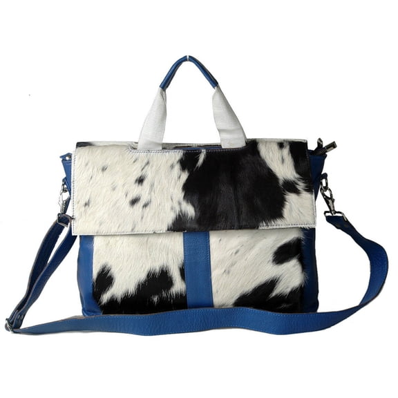 Laptop Bag Cowhide Leather Hair On Messenger Bag Unisex Briefcase Business Animal Print Cowhide Hair On Bag, Cowhide Bag - KCL-08