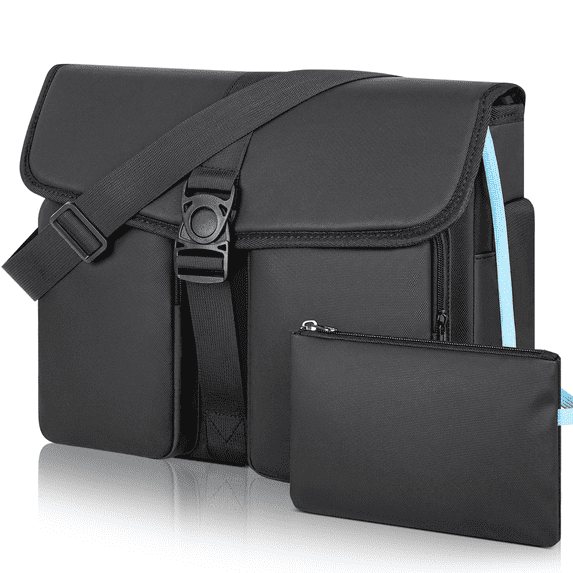 15.6 Inch Water Resistant Laptop Bag for Men, Professional Messenger Briefcase with Adjustable Strap, Padded Computer Case for Travel Office School, Black