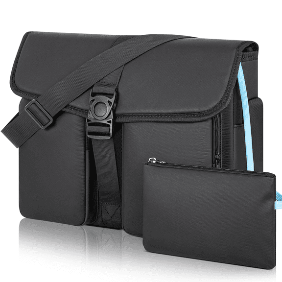 15.6 Inch Water Resistant Laptop Bag for Men, Professional Messenger Briefcase with Adjustable Strap, Padded Computer Case for Travel Office School, Black