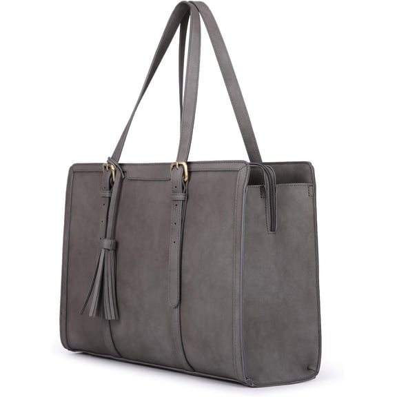 Laptop Bag For Women 15.6 Inch Work Tote Bags PU Leather Computer Purse For Business Office With 3 Layer Compartments