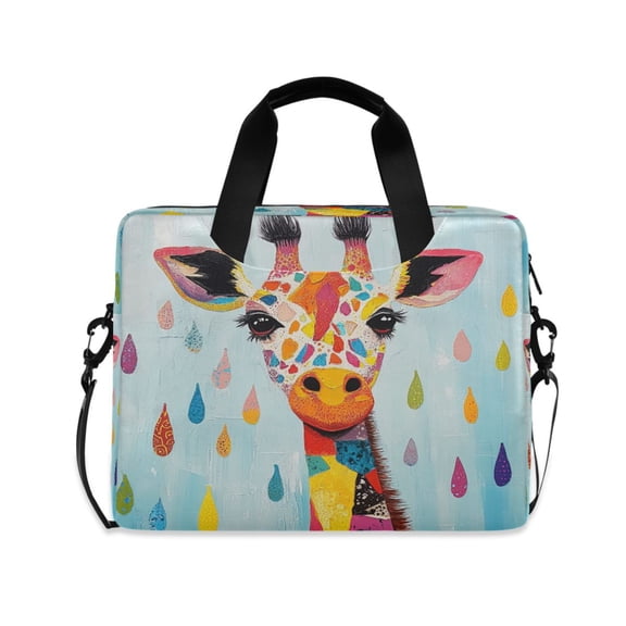 Laptop Bag Laptop Briefcase 15.7 x 3 x 11.8 Inches Laptop Bag Briefcases Laptop Storage Travel Laptop Bag Work Laptop Bag Colorful Giraffes and Raindrops