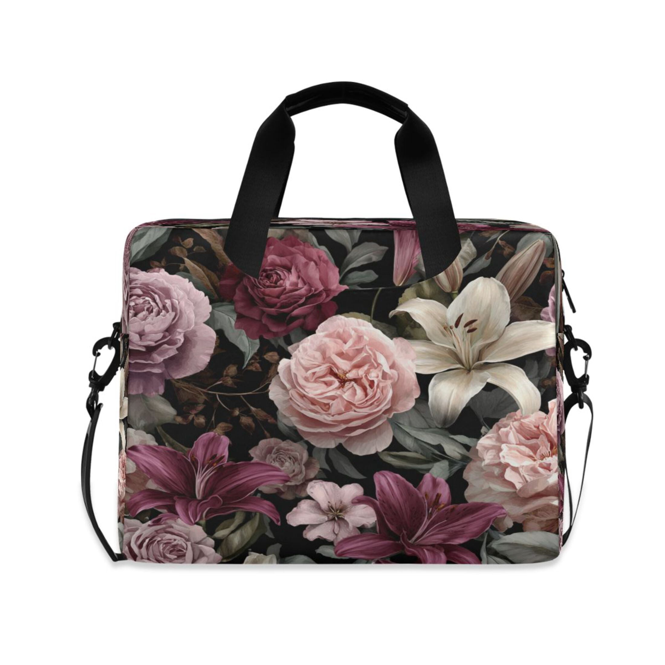 Laptop Bag Laptop Briefcase 15.7 x 3 x 11.8 Inches Laptop Bag Briefcases Laptop Storage Travel Laptop Bag Work Laptop Bag Dark Gray Flowers