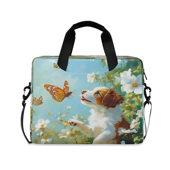 Laptop Bag Laptop Briefcase 15.7 x 3 x 11.8 Inches Laptop Bag Briefcases Laptop Storage Travel Laptop Bag Work Laptop Bag Dog Butterfly Play