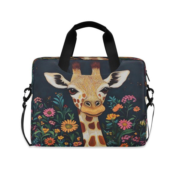 Laptop Bag Laptop Briefcase 15.7 x 3 x 11.8 Inches Laptop Bag Briefcases Laptop Storage Travel Laptop Bag Work Laptop Bag Flowers and Giraffes