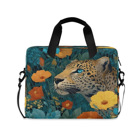 Laptop Bag Laptop Briefcase 15.7 x 3 x 11.8 Inches Laptop Bag Briefcases Laptop Storage Travel Laptop Bag Work Laptop Bag Leopard in Jungle Orange