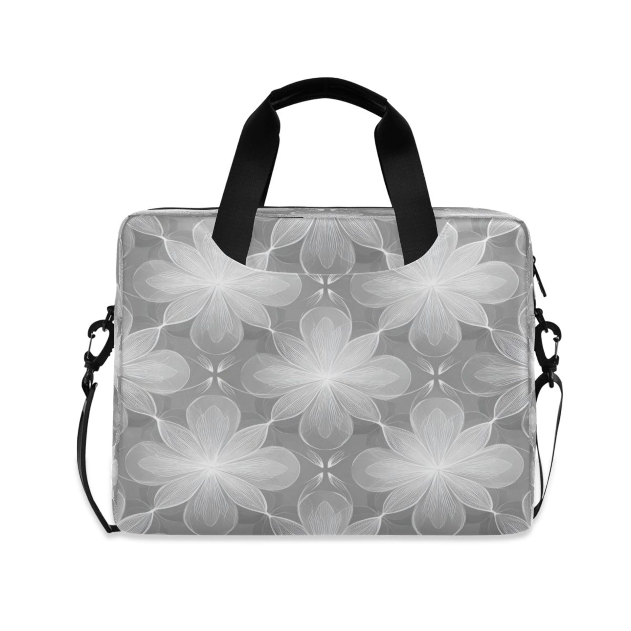 Laptop Bag Laptop Briefcase 15.7 x 3 x 11.8 Inches Laptop Bag Briefcases Laptop Storage Travel Laptop Bag Work Laptop Bag Silver Flower Seamless