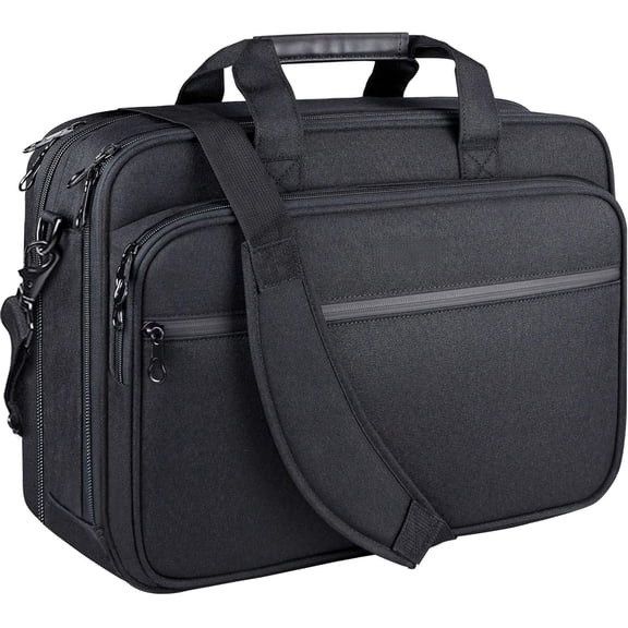 Laptop Bag  Laptop Briefcase Fits Up to 17.3 Inch Laptop Expandable Water-Repellent  Messenger Bag Computer Bag with RFID Pockets for Travel/Business/Men/Women-Black