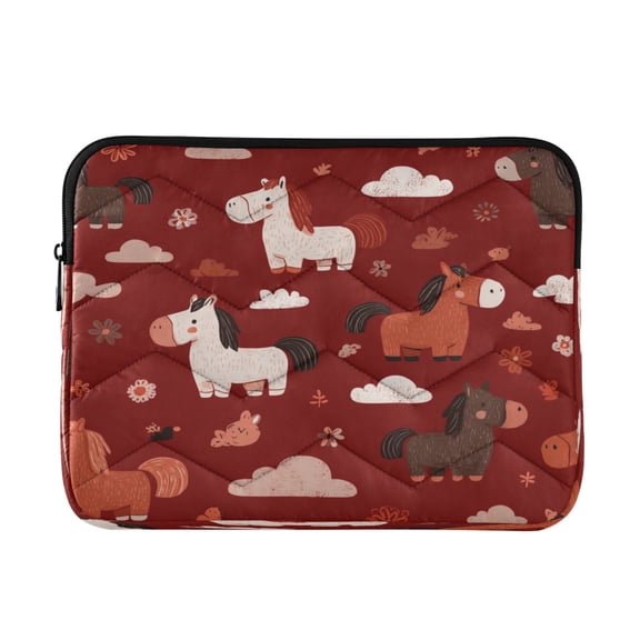 Laptop Bag Laptop Sleeves Laptop Case Laptop Protective Case Cartoon Horses Red Background