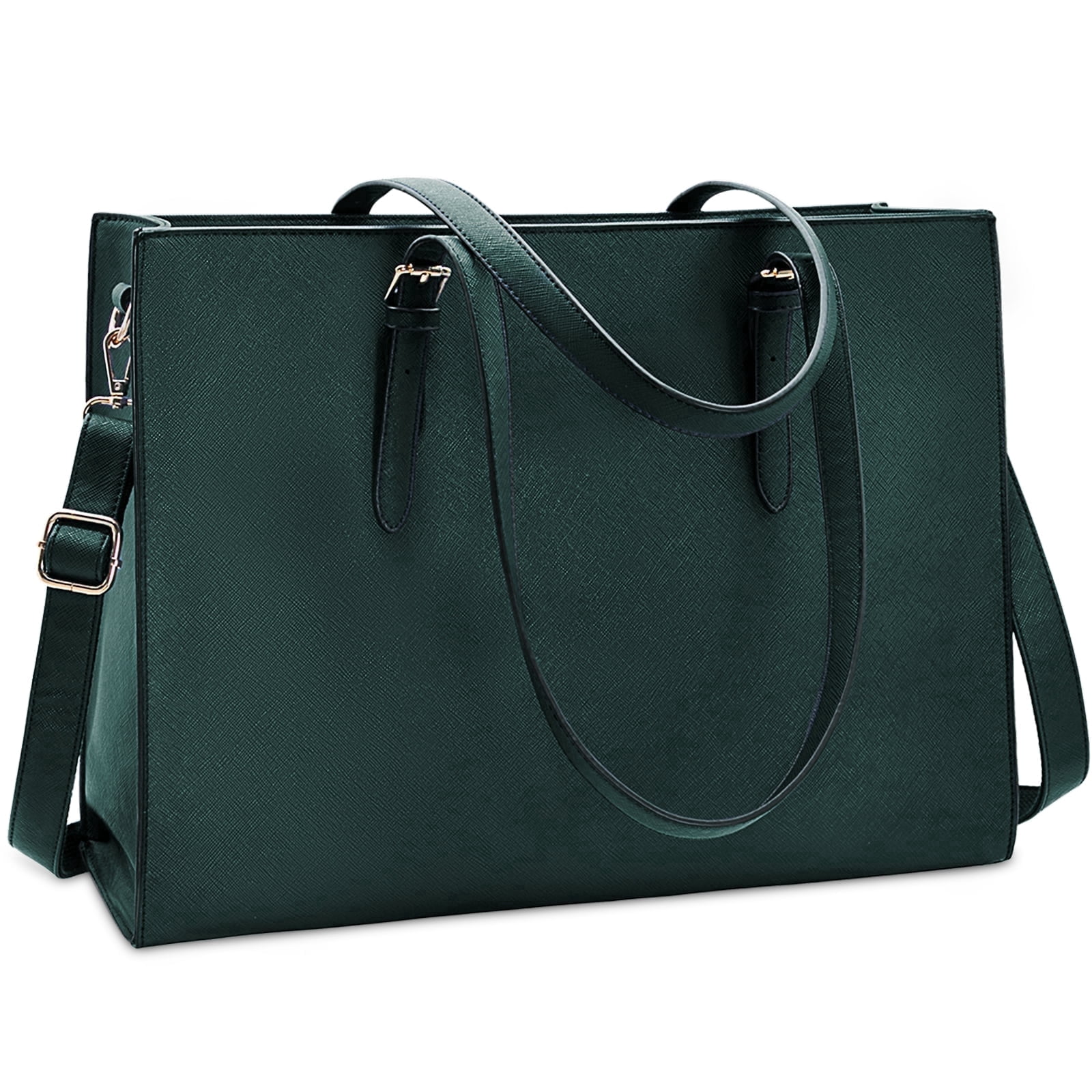 Laptop Bag for Women 15.6 Inch Computer Tote Bag Large Capacity Handbag Waterproof Lightweight Leather Business Office Briefcase Shoulder Bag Professional Office Work Bag,Dark Green