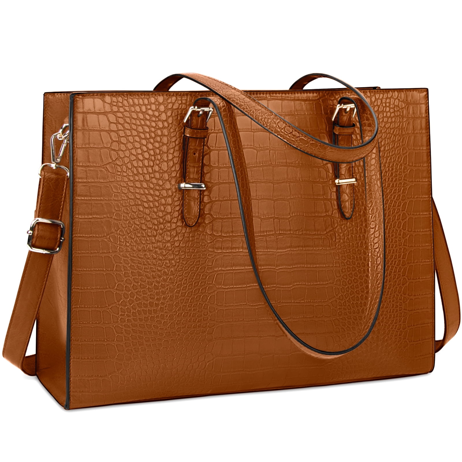 Lubardy 15.6 Inch Laptop Tote Bag for Women Waterproof Leather Handbag Classy Large Capacity Computer Briefcase for Work Professional Shoulder Bag Business Office