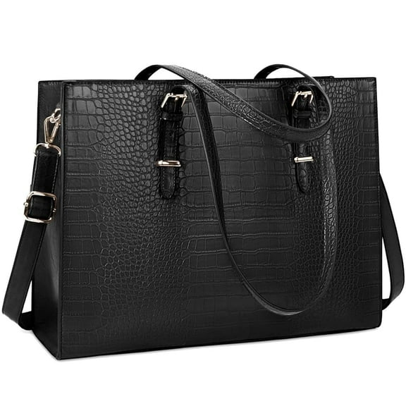 Lubardy 15.6 Inch Laptop Tote Bag for Women Waterproof Leather Handbag Classy Large Capacity Computer Briefcase for Work Professional Shoulder Bag Business Office