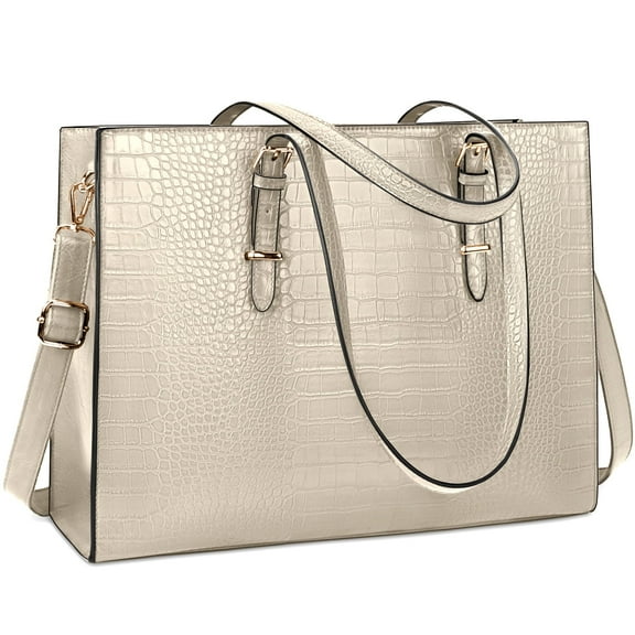 Lubardy 15.6 Inch Laptop Tote Bag for Women Waterproof Leather Handbag Classy Large Capacity Computer Briefcase for Work Professional Shoulder Bag Business Office