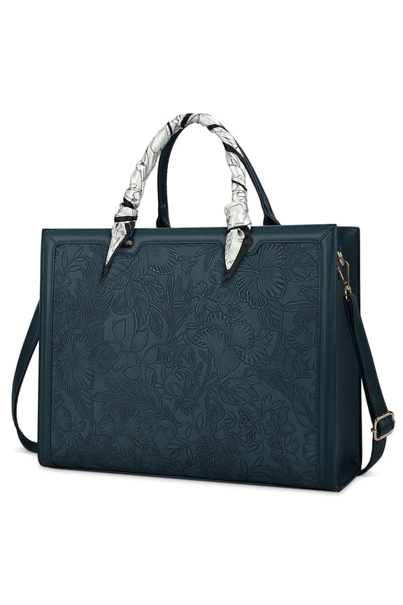 Laptop Bag for Women 15.6 Inch Laptop Tote Bag Waterproof Leather Computer Tote Bag Business Lightweight Office Briefcase Large Capacity Handbag Shoulder Bag Plum,Dark Green