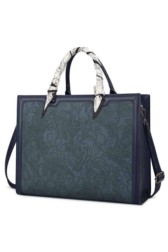 Laptop Bag for Women 15.6 Inch Laptop Tote Bag Waterproof Leather Computer Tote Bag Business Lightweight Office Briefcase Large Capacity Handbag Shoulder Bag Plum,Blue