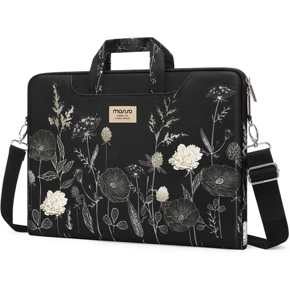 Laptop Bag for Women, 15.6 inch Computer Bag Compatible with MacBook, HP, , , Asus, Notebook, 15-15.6 inch Laptop Messenger Shoulder Sleeve with Strap, Retro Flower