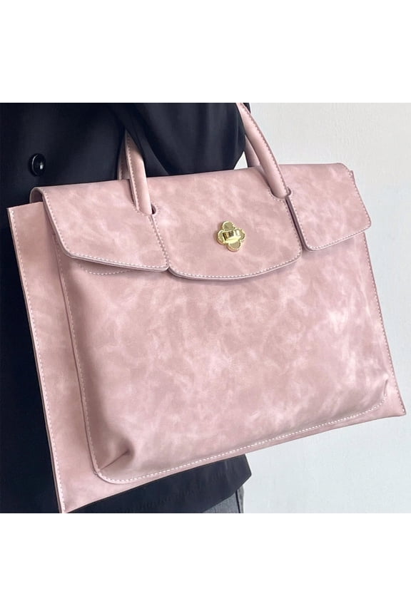 Laptop Bag for Women 16 Inch PU Tote Bag Business Office Work Bag Waterproof Briefcase Computer Tote Lightweight Handbag Bonlting Cute Bag for Student College, Pink