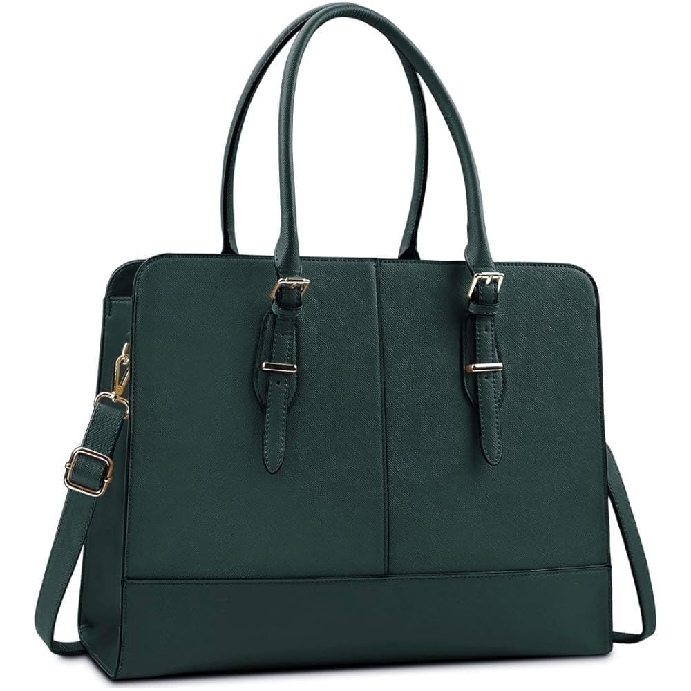 KTMOUW Laptop Bag for Women 15.6 Inch Leather Work Laptop Computer Tote Handbag Shoulder Bag Waterproof Business Office Professional Large Capacity