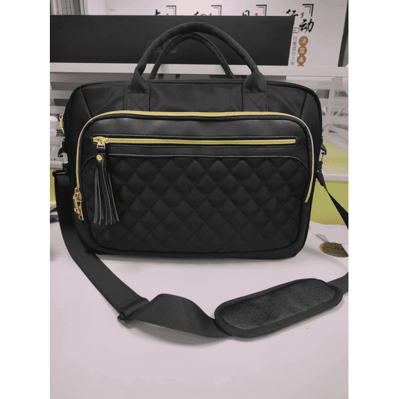 RAINSMORE Laptop Bag 17.3 Inch Messenger Shoulder Bags for Women Waterproof Computer Briefcase Large Laptop Case for Work Business Office College Travel,Black