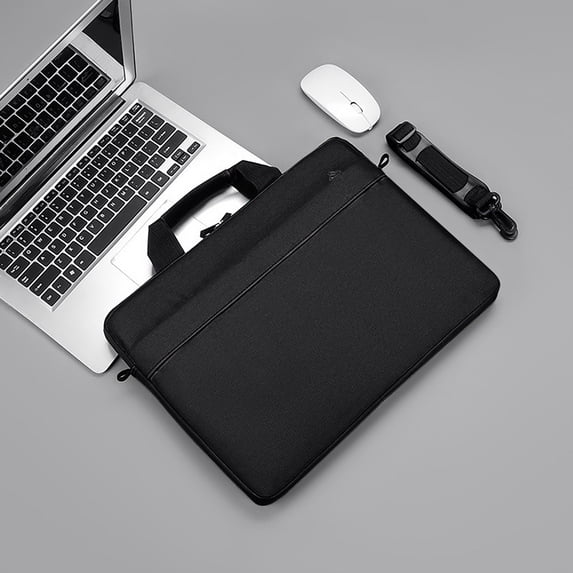 Laptop Bag, ZzCityTK Waterproof Polyester Laptop Tote, 14. 15.6 Inch Computer Shoulder Bag with Shockproof Layer Large Storage Business Casual Travel, Black