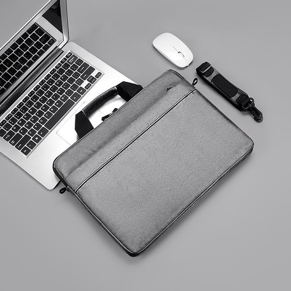 Laptop Bag, ZzCityTK Waterproof Polyester Laptop Tote, 14. 15.6 Inch Computer Shoulder Bag with Shockproof Layer Large Storage Business Casual Travel, Gray