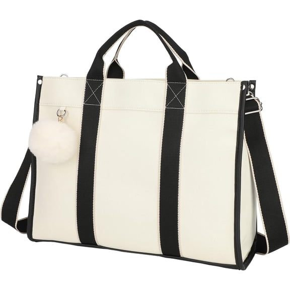 Laptop Bag for Women 15.6 Inch Lightweight Canvas Tote Bags Teacher Work Bag for School Travel
