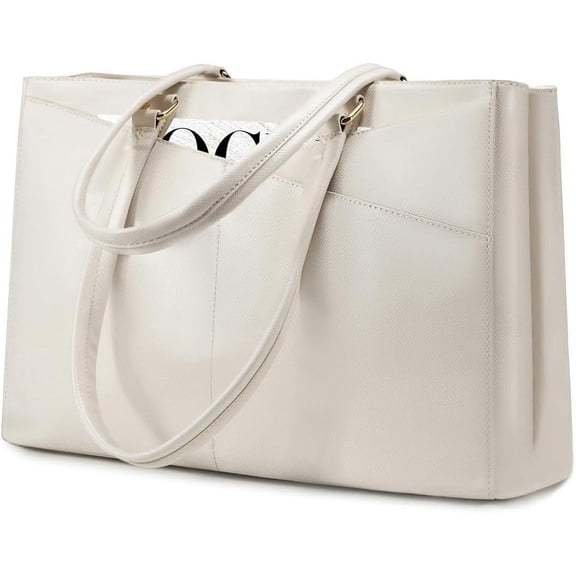 Laptop Bag for Women 15.6 Inch Tote Bags Waterproof Computer Briefcase for Teacher Business Office Work Bag,Beige
