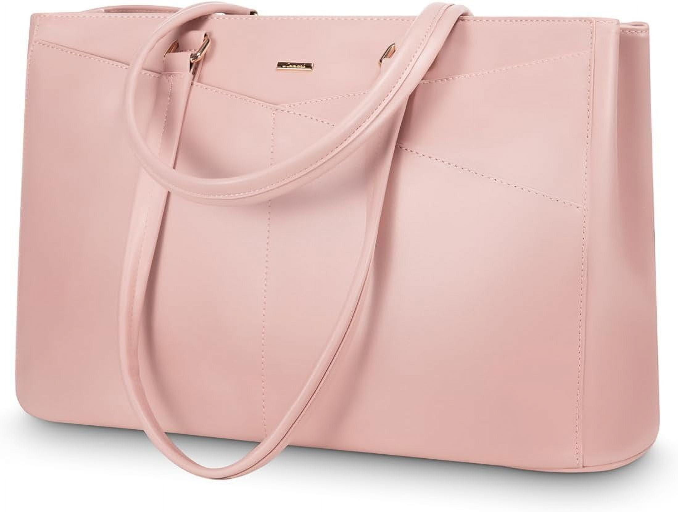 Laptop Bag for Women 15.6 Inch Tote Bags Waterproof Leather Briefcase Computer Women Business Office Work Bag,Bright Pink