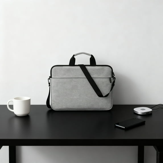 Laptop Bags Case Women Men Computer Solid Color Sleeve with Shoulder Compatible with Zipper Surface Briefcase with Handle Gray 10 In