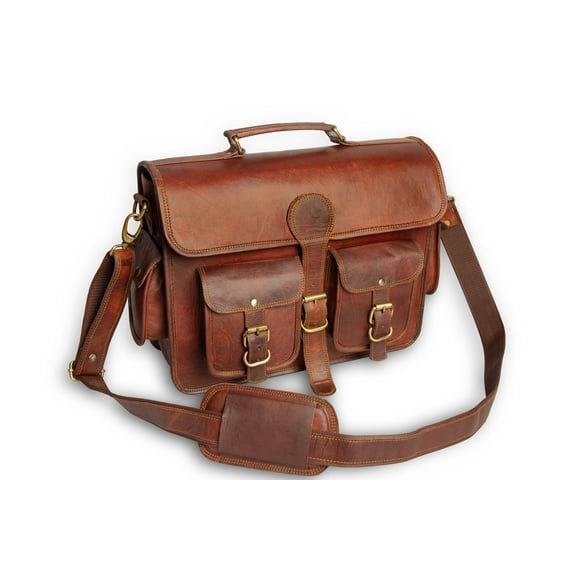 Laptop Bags Vintage Brown Leather Messenger bag Crossbody Shoulder Travel bag Laptop Briefcase For Unisex