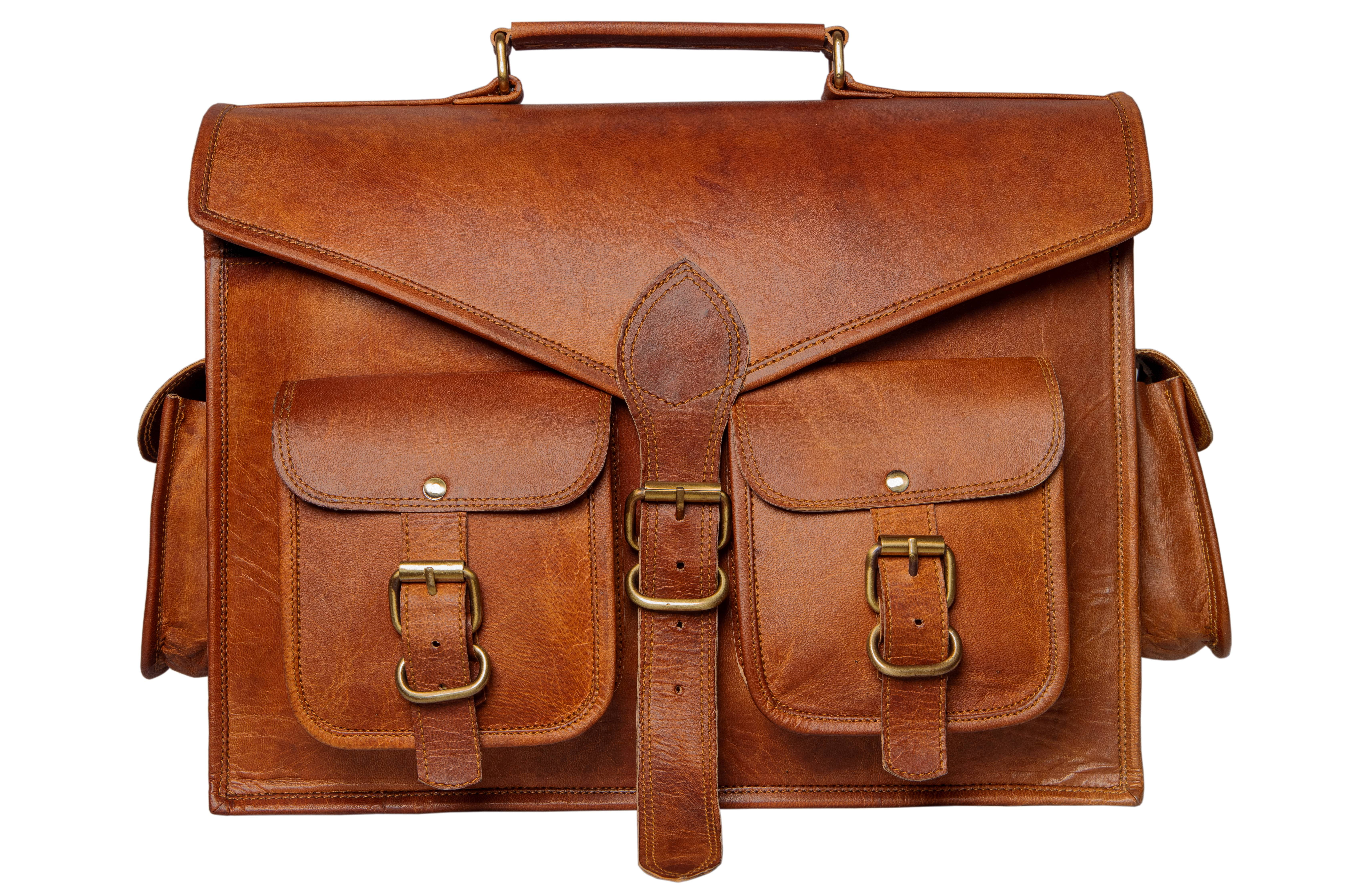 Laptop Bags Vintage Soft Leather Messenger Brown Real Laptop Satchel Bag Genuine Briefcase A (15 INCHES)