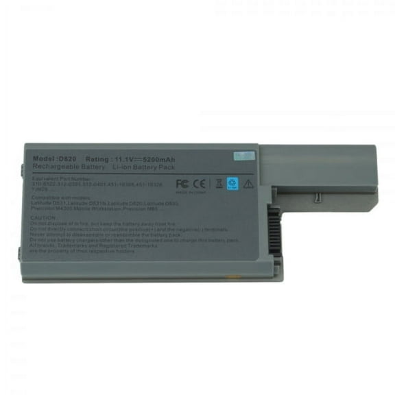 Laptop Battery for Dell Latitude D830 - 6 cells 4400mAh, Metallic Grey