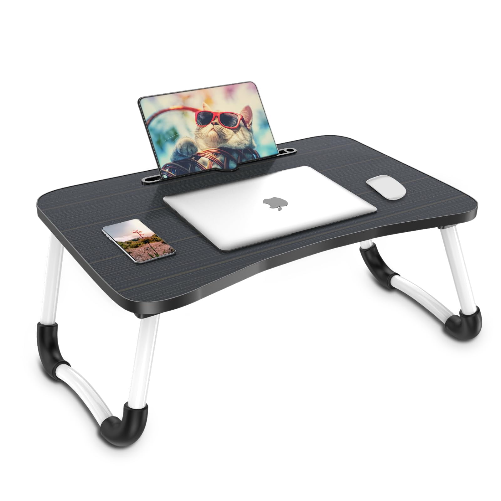 Laptop Bed Desk  Foldable Tray Table With Tablet Slot Lapdesk Stand For Portable Standing Couch Floor