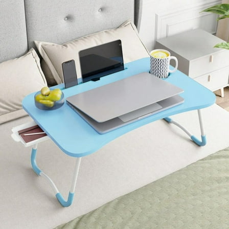 Laptop Bed Desk, Folding Lap Desk With Cup Holder, Portable Laptop Stand For Bed Laptop Desk Bed Table Tray With Drawer For Working Reading Writing, Eating Table For Bed Sofa Couch Floo