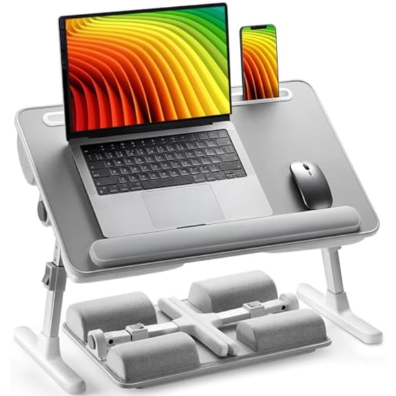 Laptop Bed Desk, Laptop Tray Computer Lap Desk for Bed Couch Sofa, Bed Tray for Working, Eating, Foldable Lap Stand Table with Height Adjustment and 35 Adjustable Tilt Angle, HNLD19G
