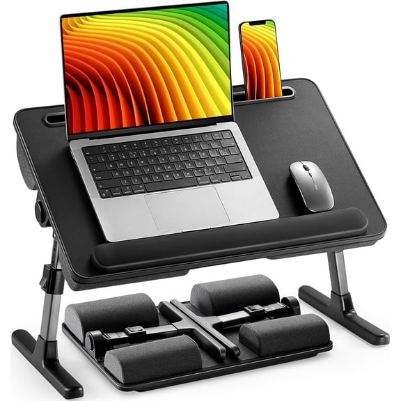 Laptop Bed Desk, Laptop Tray Computer Lap Desk for Bed Couch Sofa Floor, Bed Tray for Working, Eating, Foldable Lap Stand Table with Height Adjustment & 35° Adjustable Tilt Angle