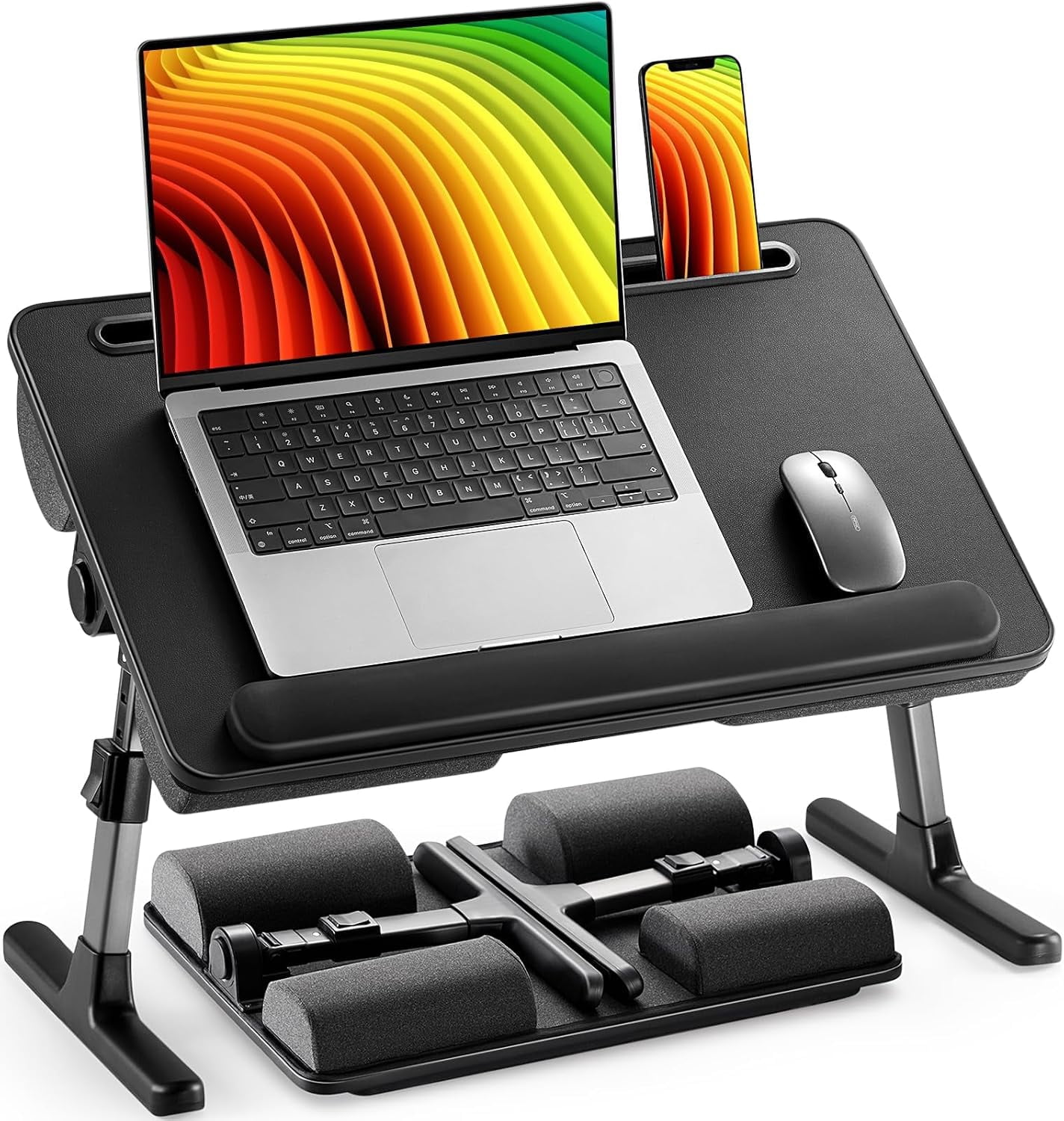 Laptop Bed Desk, Laptop Tray Computer Lap Desk for Bed Couch Sofa Floor, Bed Tray for Working, Eating, Foldable Lap Stand Table with Height Adjustment & 35° Adjustable Tilt Angle, HNLD19