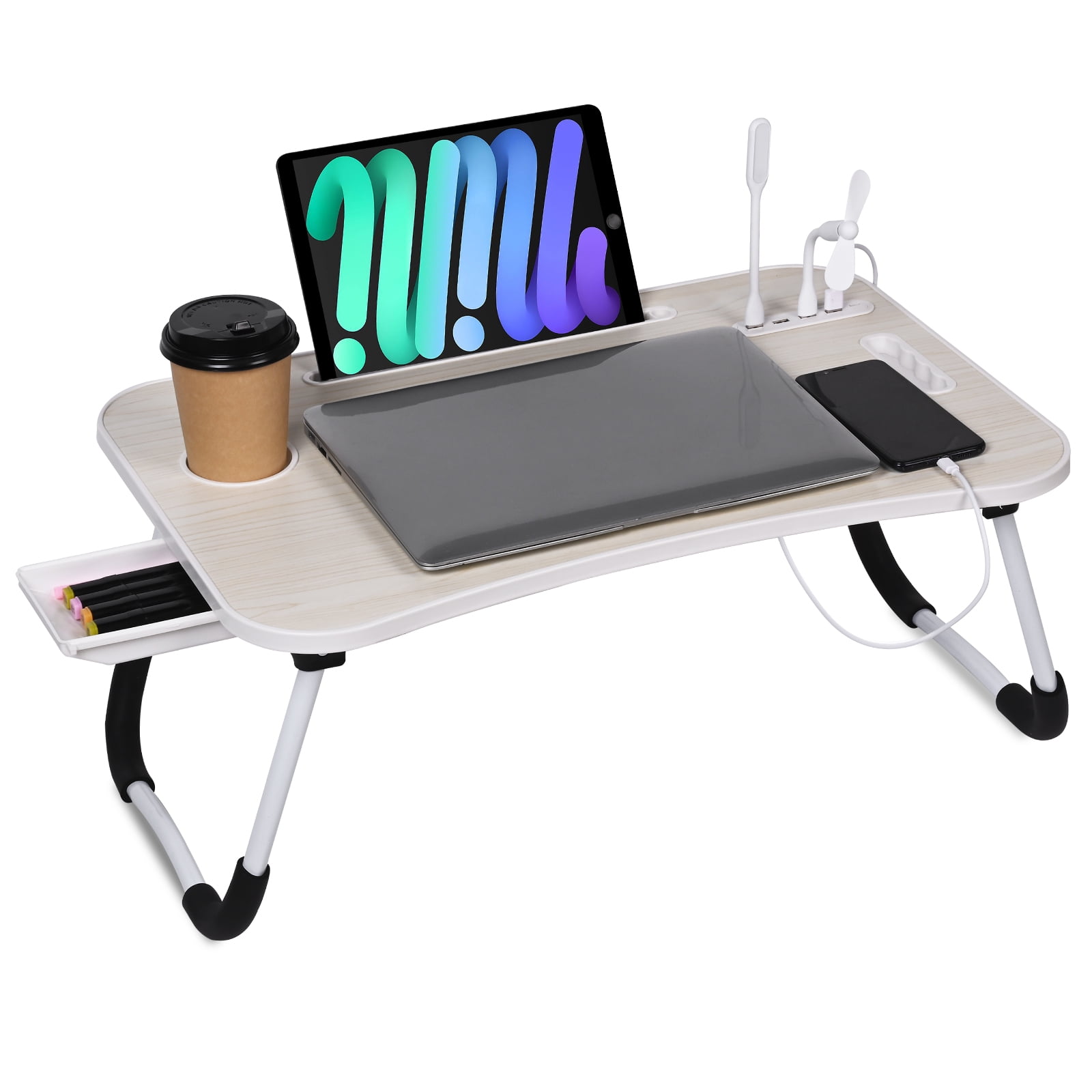 Laptop Bed Desk,Portable Foldable Laptop Lap Desk Tray Table with USB ...