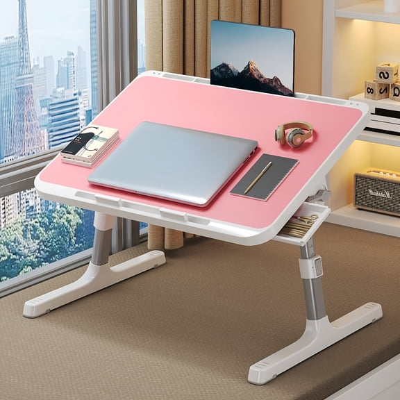 Laptop Bed Desk with Adjustable Height, Foldable Lap Table with Drawer, 22 x 12.6 in