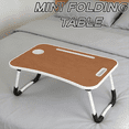 thumbnail image 1 of Laptop Bed Desk with Cup Holder (Walnut)- Foldable Portable Lap Table w/Tablet Slot & Handle, 1 of 9