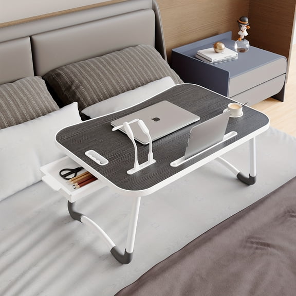 Laptop Bed Table with Cup Holder, Multifunctional Tray for Eating, Reading, Writing – Stable, Durable, Foldable