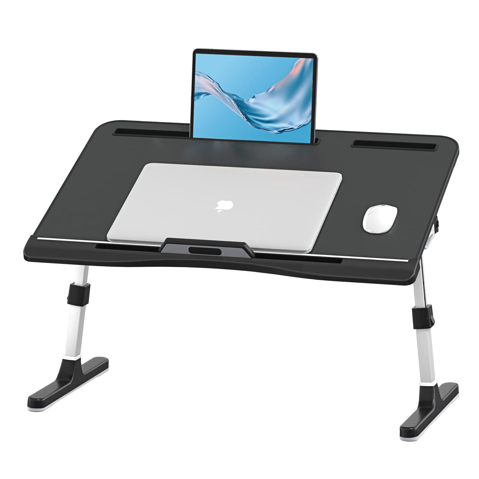Laptop Bed Tray Desk With Adjustable Heights And Angles  Upgraded-sturdy Foldable Lap For Bed/couch/floor (no Drawer Black)