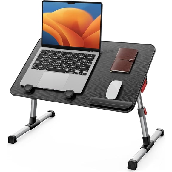 Laptop Bed Tray Table, Adjustable Home Office Standing Desk Portable Lightweight Foldable Lap Desk for Sofa Couch Floor Working Studying Reading Writing Eating,Fit Up to 17" Laptop(LargeBlack)
