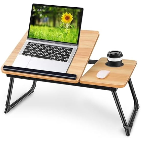 Laptop Bed Tray Table, Foldable Lap Desk for Bed and Sofa, Laptop Desk Notebook Stand for Eating Breakfast, Reading Book, Watching Movie on iPad,Walnut