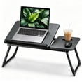 thumbnail image 1 of Foldable Laptop Bed Tray Table, Adjustable Angle Portable Lap Desk with Cup Holder, Multifunction Bed Table for Working, Reading, Eating on Bed Sofa, 1 of 6