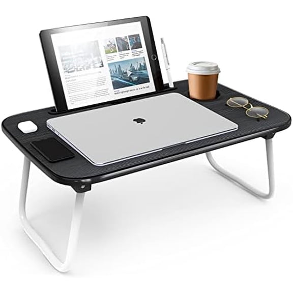 Laptop Bed Tray Table, Laptop Stand, Portable Lap Desks with Foldable Legs, Reading Desk for Sofa Couch Floor - Small